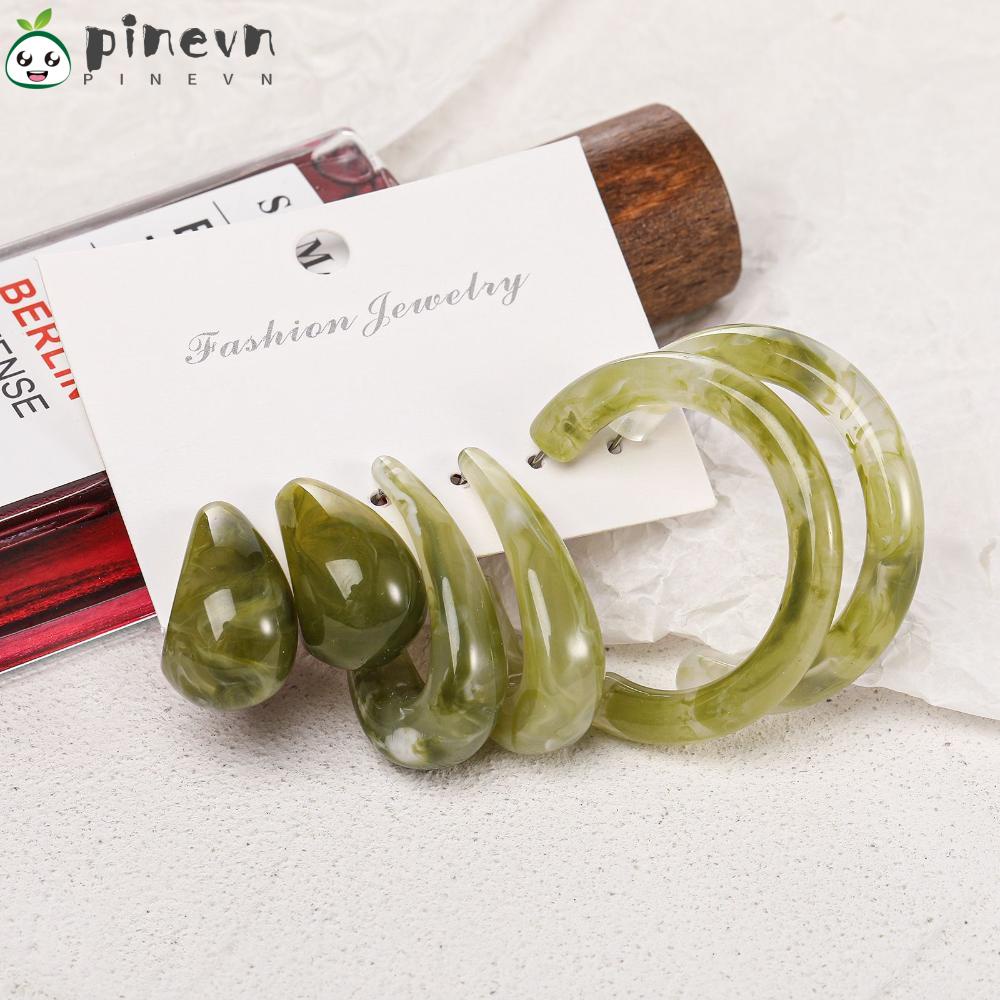 PINEVN Bộ 3 Đôi Khuyên Tai Nữ Phong Cách Retro Xinh Xắn