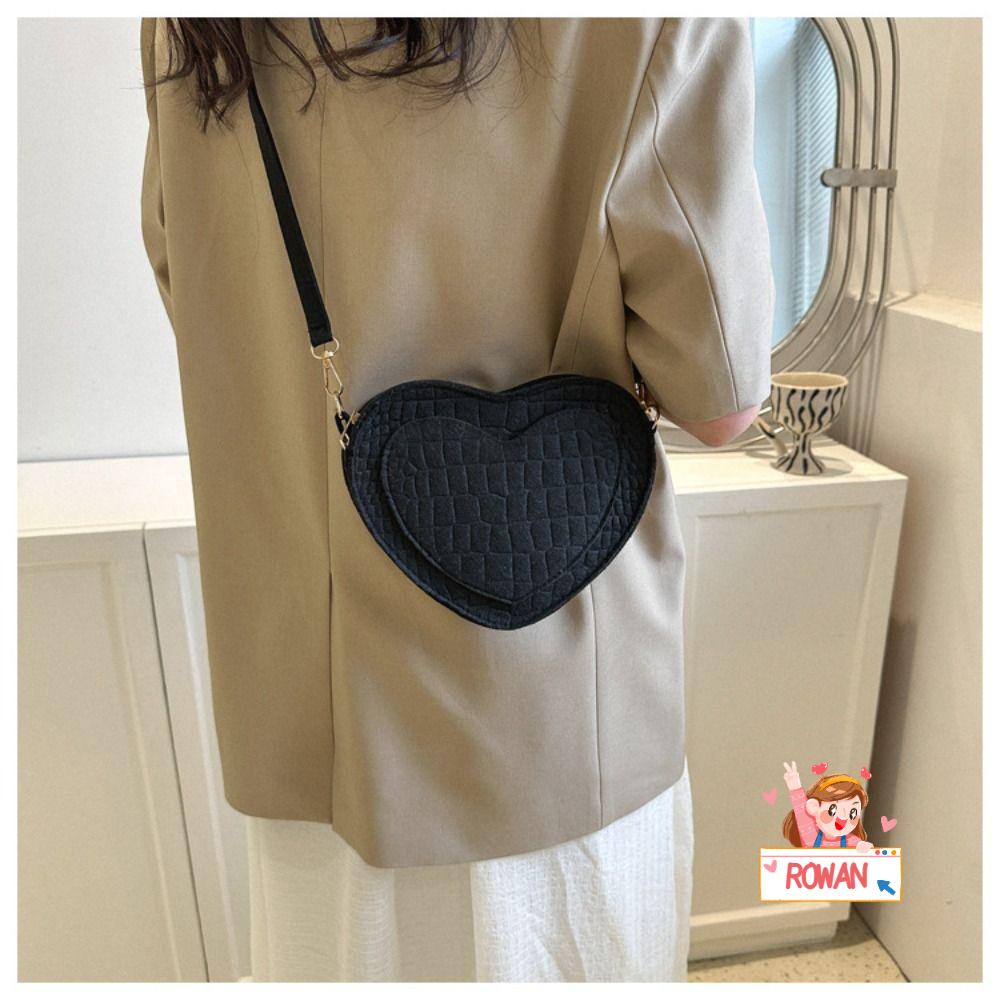 ROWANS Túi Đeo Vai Nhiều Màu Sắc Họa Tiết Trái Tim Phong Cách Retro Cho Nữ