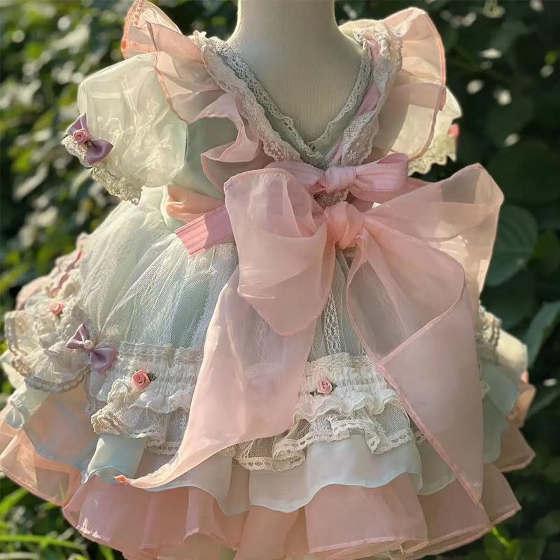 Đầm Công Chúa Lolita Phối Ren Phong Cách Phương Tây Cao Cấp Cho Bé Gái