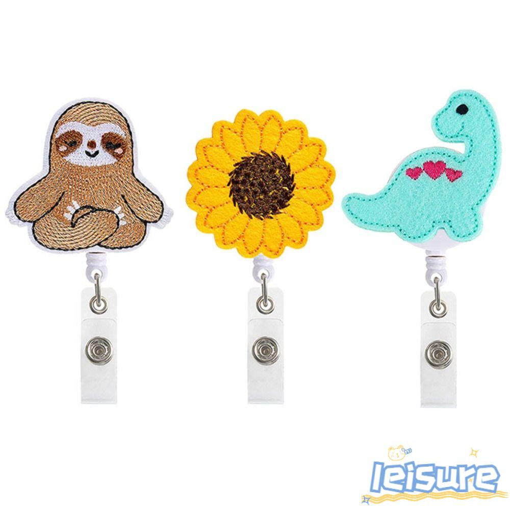 LEISURE Set 3 Móc Khóa Gắn Thẻ Id Id Bằng ABS Có Thể Thu Gọn Cho Văn Phòng