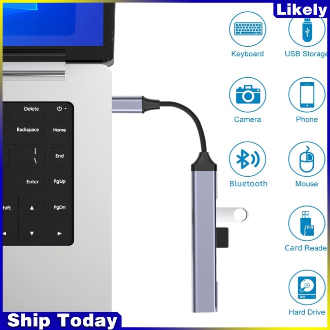 Bộ Chia 4 Cổng USB 3.0 2.0 USB 3.0 Type-C Cho Laptop