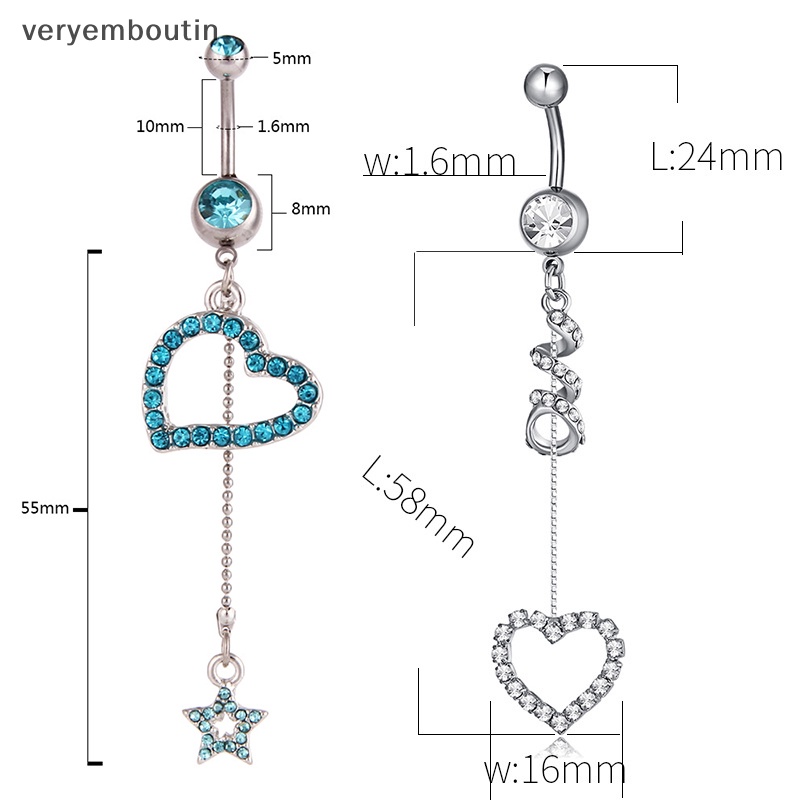 Khuyên Rốn Dáng Dài Mặt Hình Trái Tim Thời Trang Cho Nữ