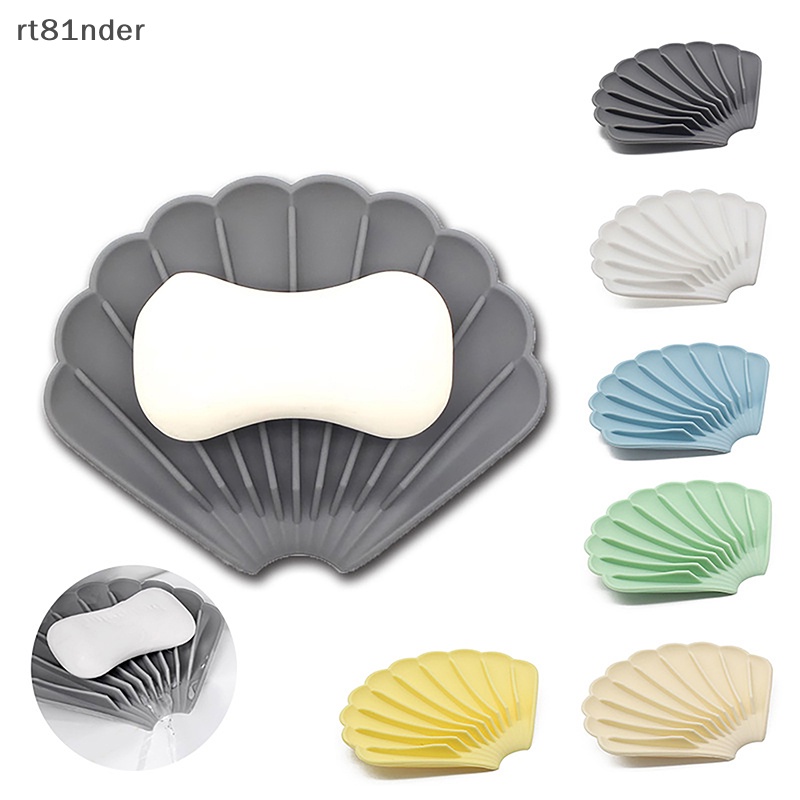 Rt Khay Đựng Xà Phòng Bằng Silicon Hình Vỏ Sò Chống Trượt Có Rãnh Thoát Nước Cho Nhà Bếp Nhà Tắm