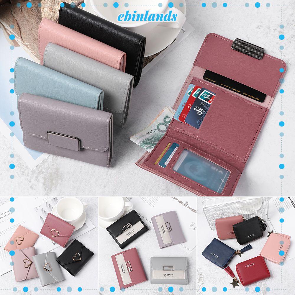 EBINLANDS Ví Da PU Nhỏ Đựng Thẻ 4 Kiểu Thời Trang Dễ Phối Đồ