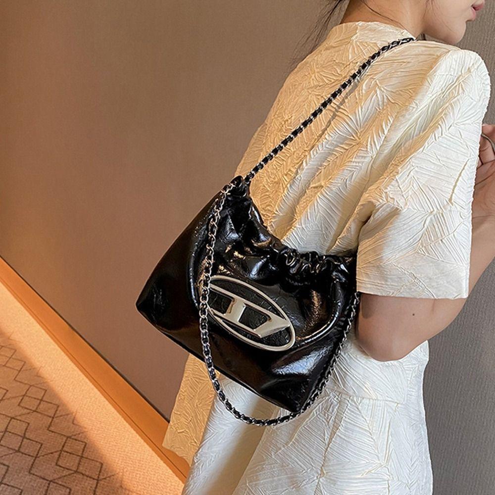 BLISS Túi Xách Da Dây Rút Màu Bạc Dingdang In Chữ D Thời Trang Cho Học Sinh