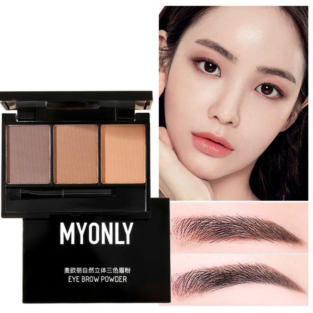 LOMBARD Bảng Phấn Trang Điểm Lông Mày 3 Màu Lâu Trôi Chống Thấm Nước Kèm Cọ Mềm Và Gương Trang Điểm Chuyên Nghiệp