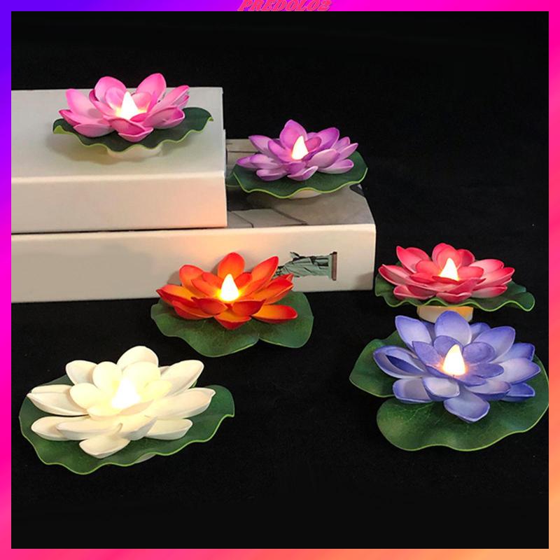 Set 6 Đèn LED Nổi Hình Hoa Sen Nhiều Màu Sắc Trang Trí Sân Vườn