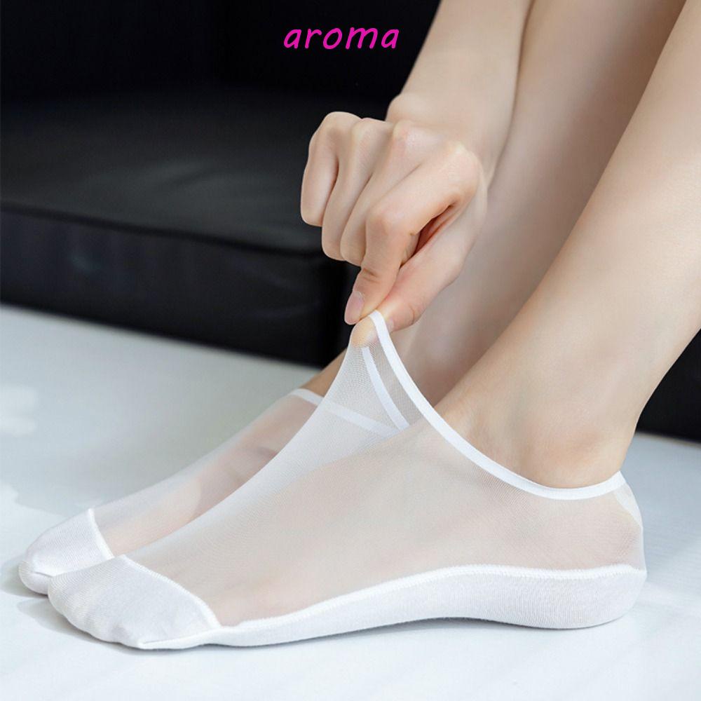 AROMA Vớ Thuyền Lưới Xuyên Thấu Thấm Hút Mồ Hôi Mềm Mại Trong Suốt Đơn Giản Dành Cho Nữ