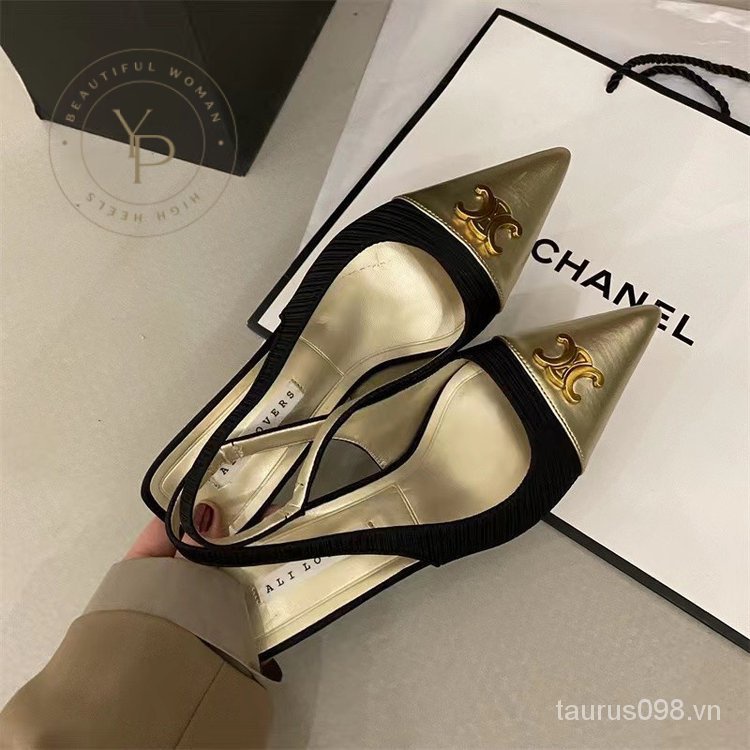Giày Cao Gót Sandal Da Pu Hở Ngón Đế Thấp