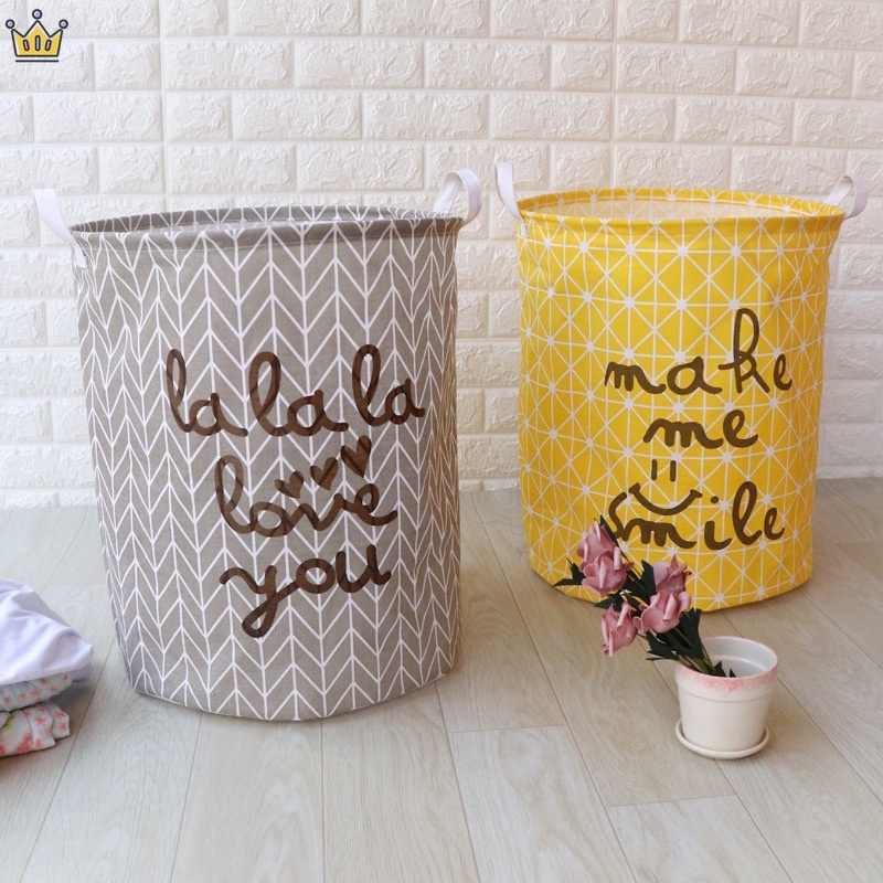 Giỏ Đựng Đồ Giặt / Đồ Chơi Bằng Vải Cotton Lanh Chống Nước Có Thể Gấp Gọn JP5