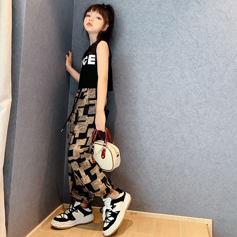 Set Đồ 2 Món Gồm Áo tank top + Quần Dài Không Tay Thời Trang Hàn Quốc 2023 Chất Lượng Cao Cho Bé Gái 4-14 Tuổi