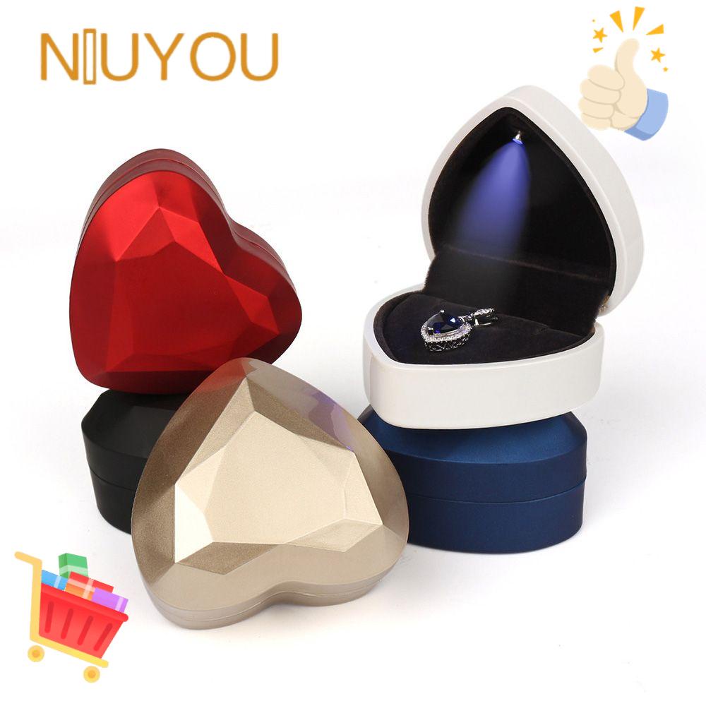 NIUYOU Hộp Đựng Nhẫn Cưới Hình Trái Tim Giá Đỡ