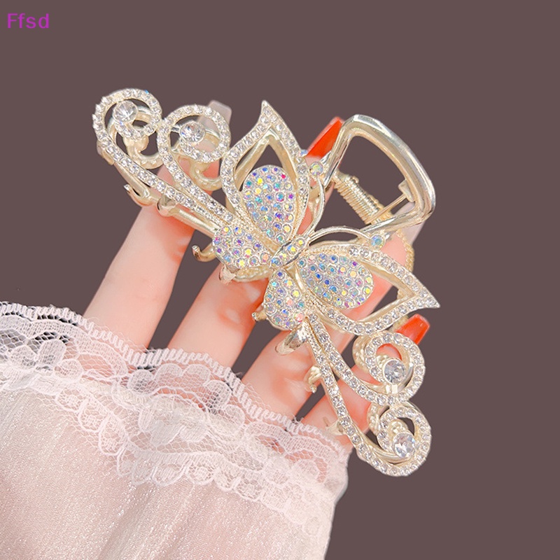{Ffsd} Kẹp Tóc Dạng Hạt Kim Cương Hình Bướm Rỗng Cao Cấp Thời Trang * Hàng Bán Chạy