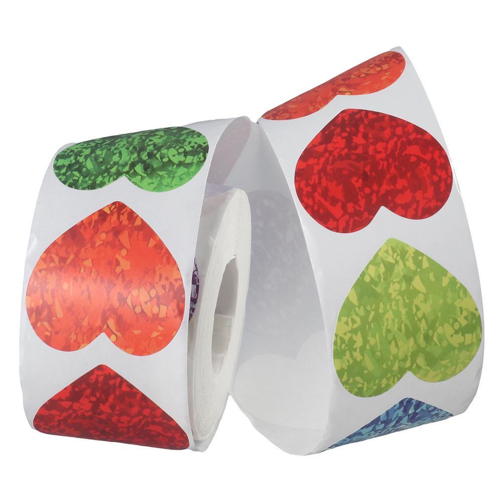 CHOOKEY 1 Cuộn 500 Miếng Dán Hình Trái Tim Lấp Lánh Trang Trí Tiệc