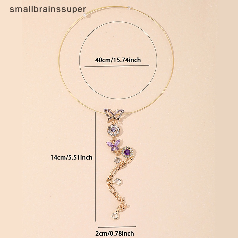 Vòng cổ Hợp Kim Mặt Hình Bướm Đính Đá Tím Thời Trang Cho Nữ SBS