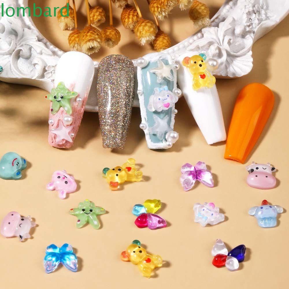 LOMBARD Phụ Kiện Trang Trí Móng Tay Họa Tiết Hoạt Hình Dễ Thương