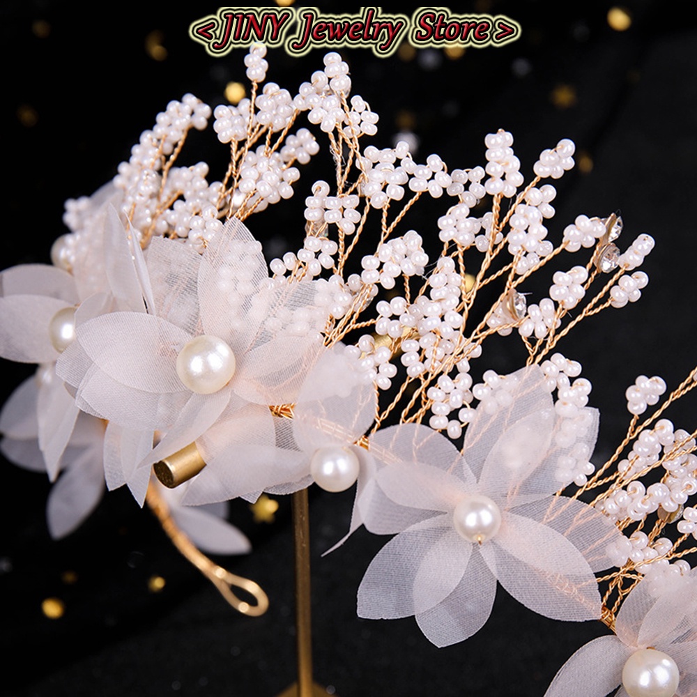 Băng Đô Cài Tóc Đính Ngọc Trai Nhân Tạo Thanh Lịch