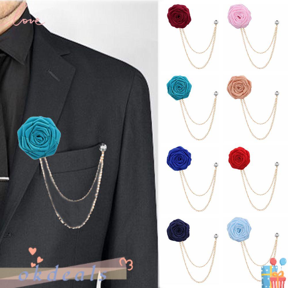OKDEALS Trâm Cài Áo Hình Hoa Hồng Đính Đá Thời Trang Cho Nam