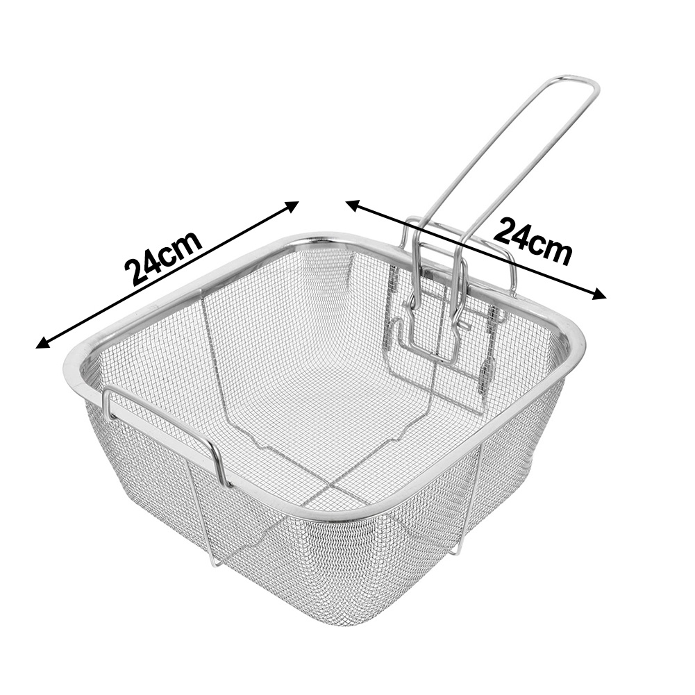 Rổ Chiên Khoai Tây Bằng Thép Không Gỉ Với Tay Cầm Có Thể Gấp Gọn