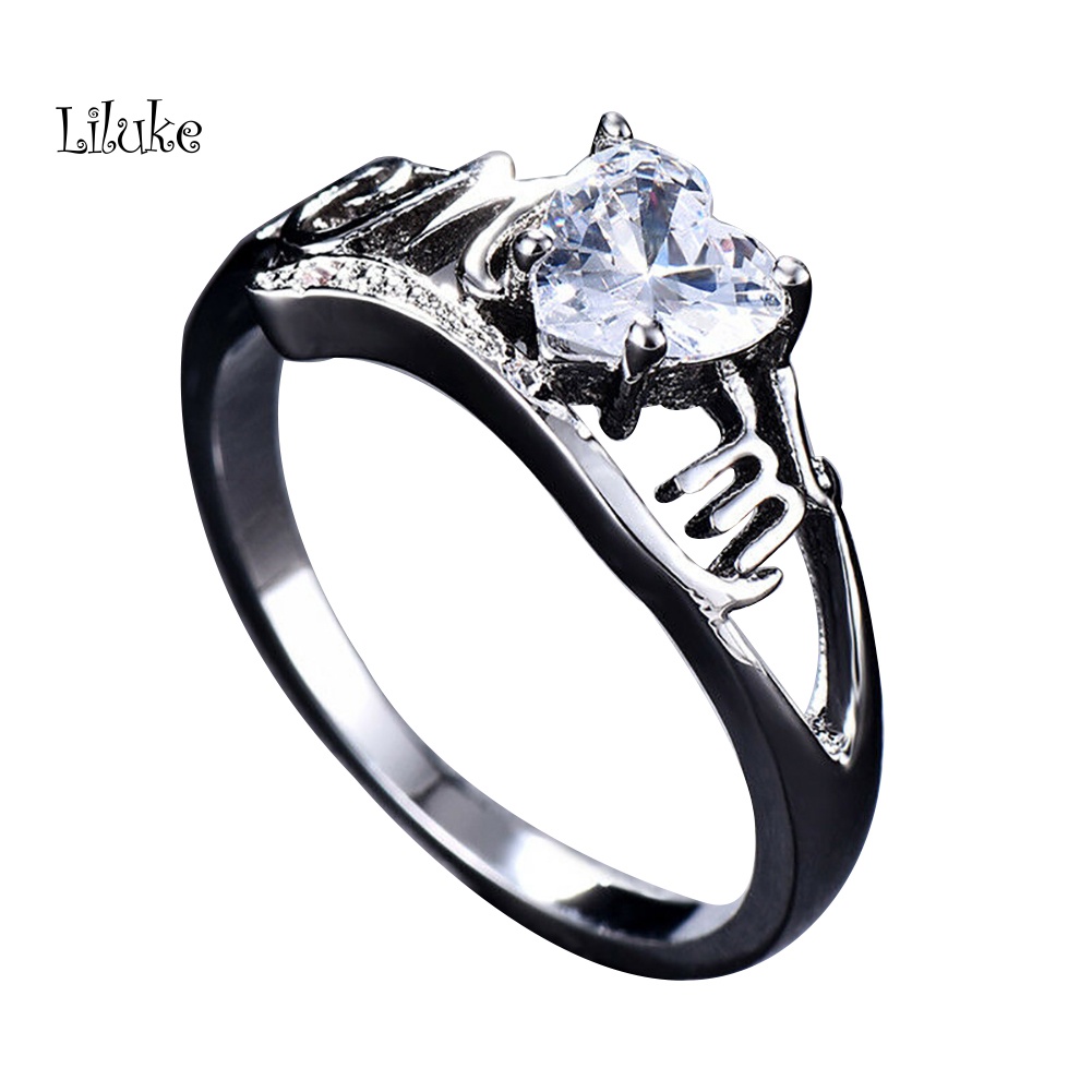 Nhẫn Đính Đá Zircon Hình Trái Tim LK MOM Thời Trang Dành Cho Nữ