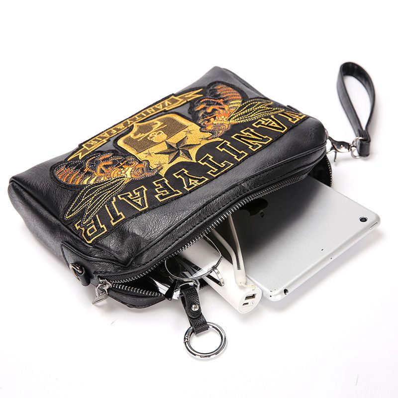 Túi Da Đeo Chéo Một Bên Vai Thêu Họa Tiết Phong Cách Hàn Quốc Cho Nam