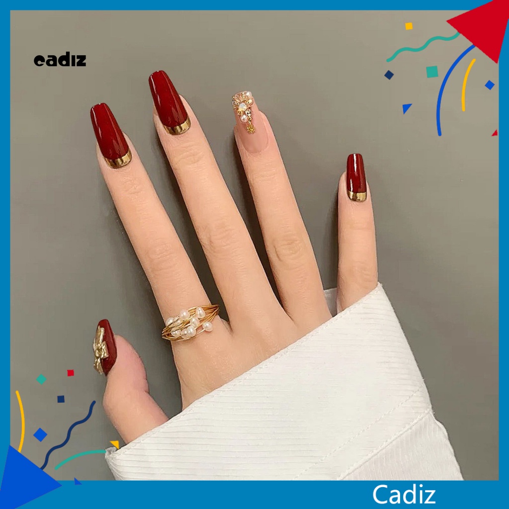 1 Bộ Móng Tay Giả Siêu Mỏng Đính Ngọc Trai Không Gây Hại Cho Trang Trí Móng Tay