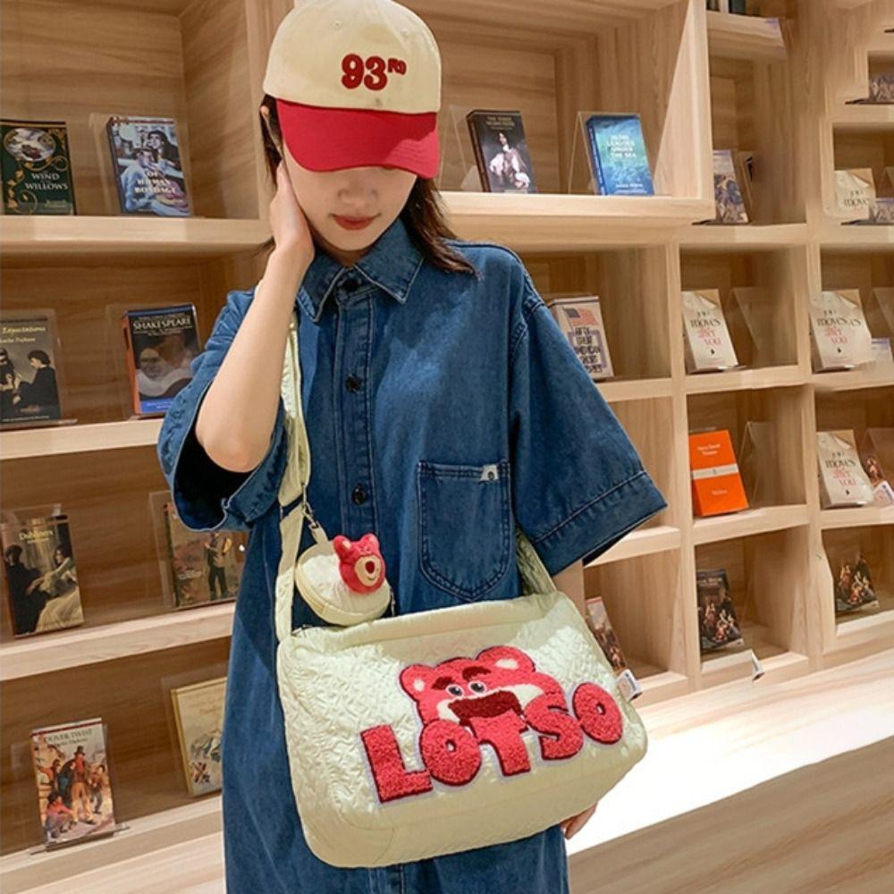 FALLFORBEAUTY Túi Đeo Chéo Vai Hình Gấu Dâu Tây Dễ Thương Dành Cho Nữ