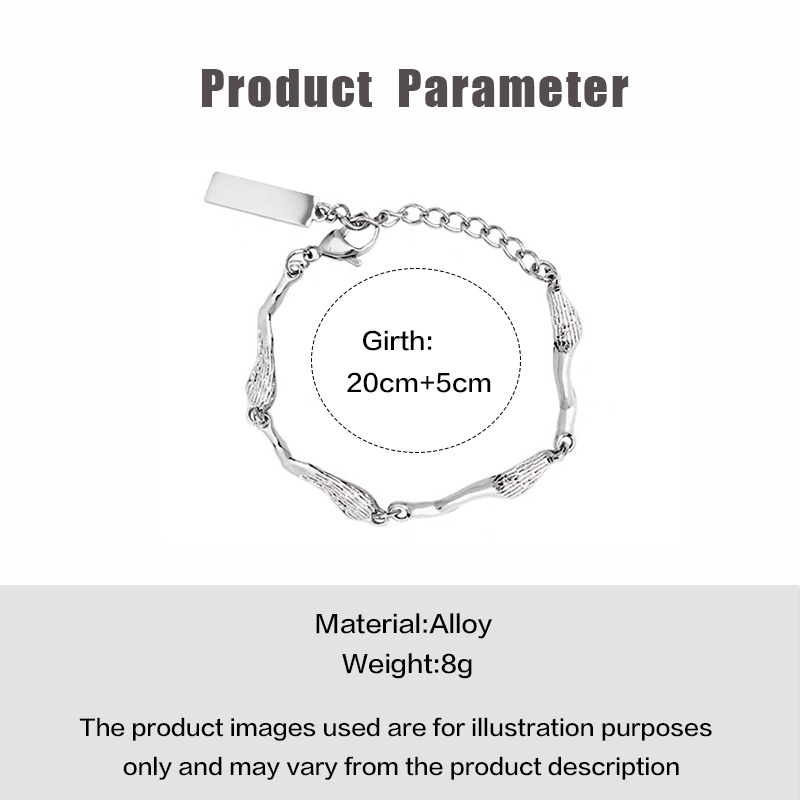 Vòng Tay Dây Xích Gợn Sóng Màu Bạc Cá Tính Cho Cặp Đôi