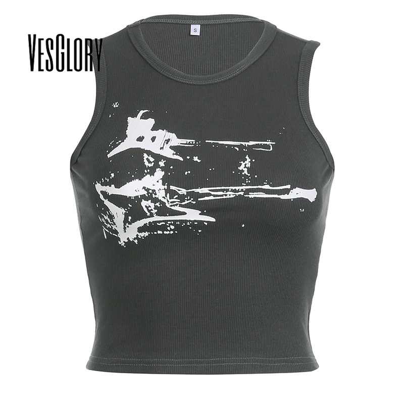 Áo Tank Top Cổ Tròn Màu Sắc Tương Phản In Họa Tiết Đàn Guitar Thời Trang Quyến Rũ Cho Nữ 2023