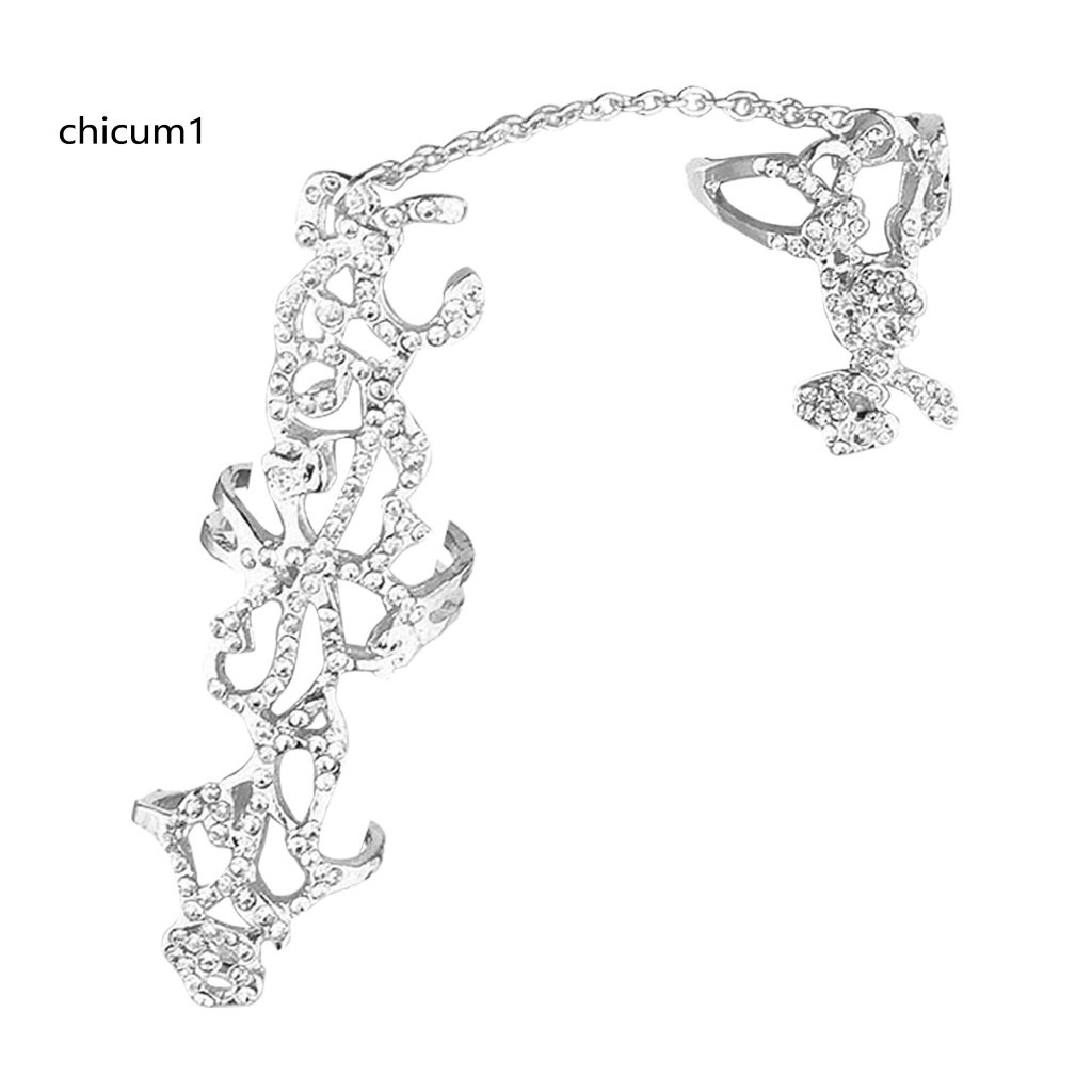 Nhẫn Đeo Khớp Ngón Tay Hợp Kim Đính Đá Hình Hoa Hồng Có Thể Điều Chỉnh Kích Thước
