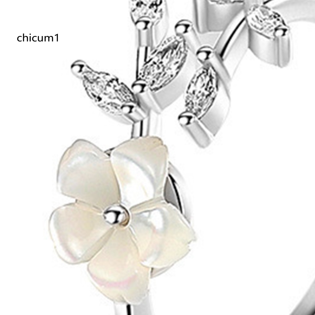 Nhẫn Cưới Dạng Mở Hình Hoa Lá Có Thể Điều Chỉnh Kích Cỡ Cho Nữ