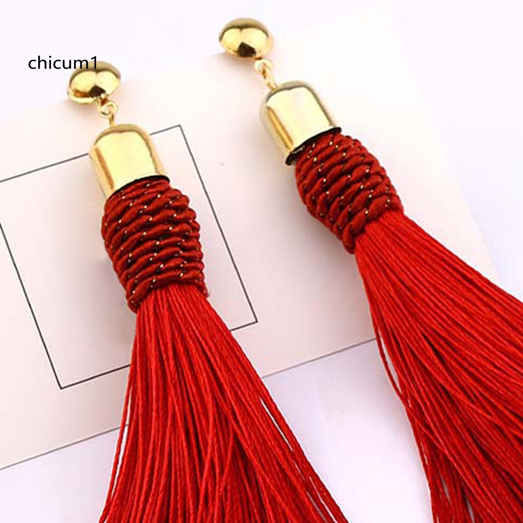 Bông Tai Dạng Dây Tua Dài Phong Cách Bohemia Cho Cô Dâu