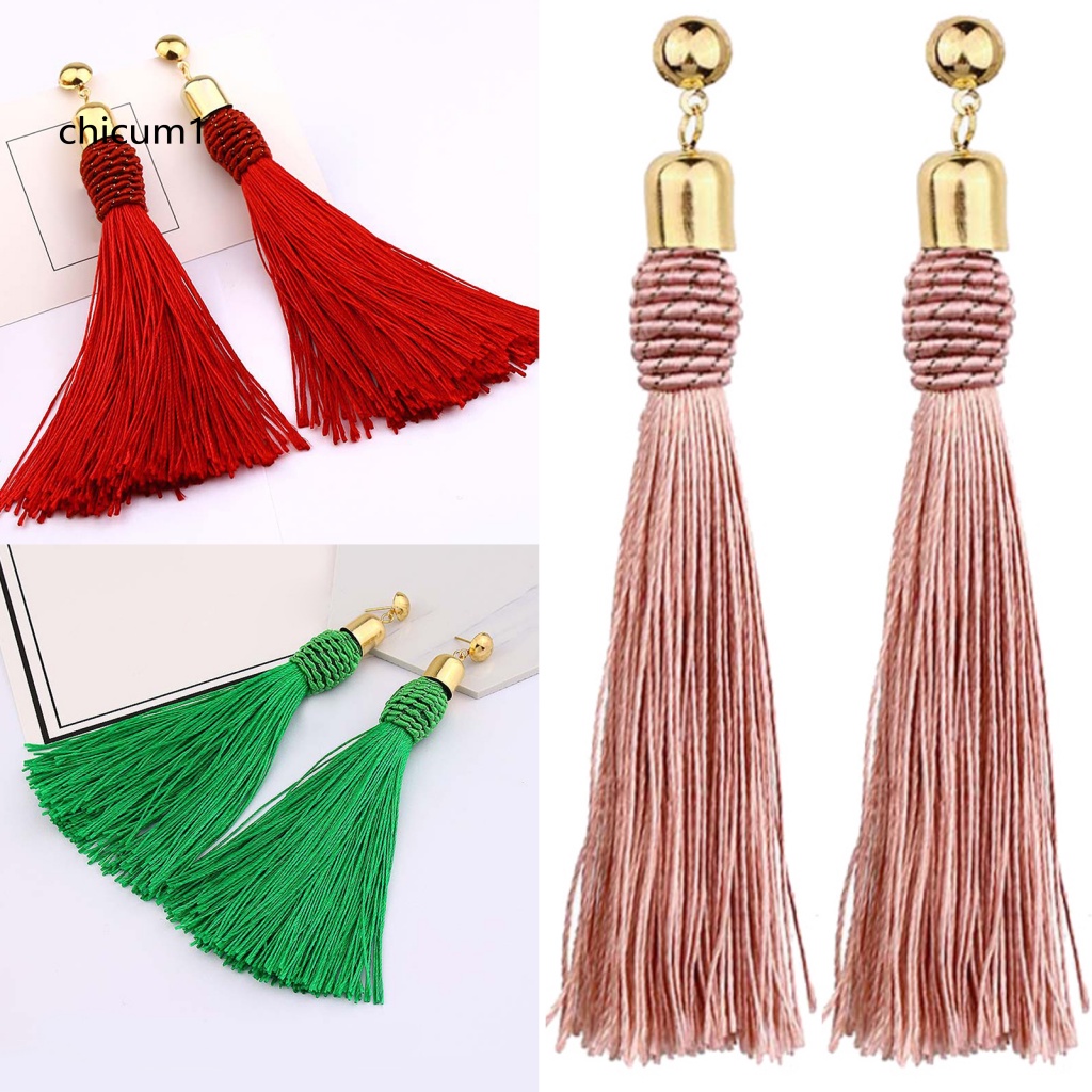 Bông Tai Dạng Dây Tua Dài Phong Cách Bohemia Cho Cô Dâu