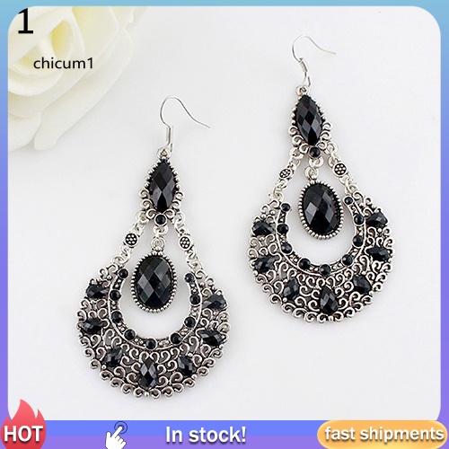 Khuyên Tai Đính Đá Hình Giọt Nước Thời Trang