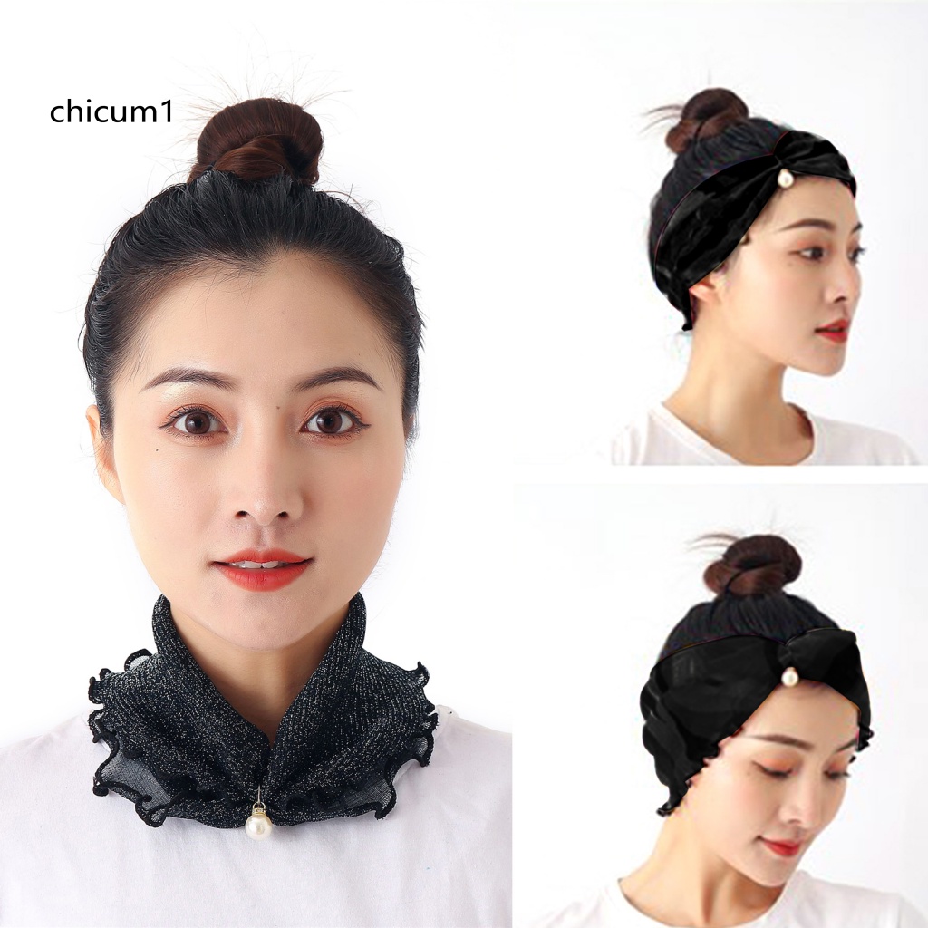 Khăn Choàng Cổ Chống Nắng Bằng Lụa Phối Lưới Co Giãn Dành Cho Gia Đình