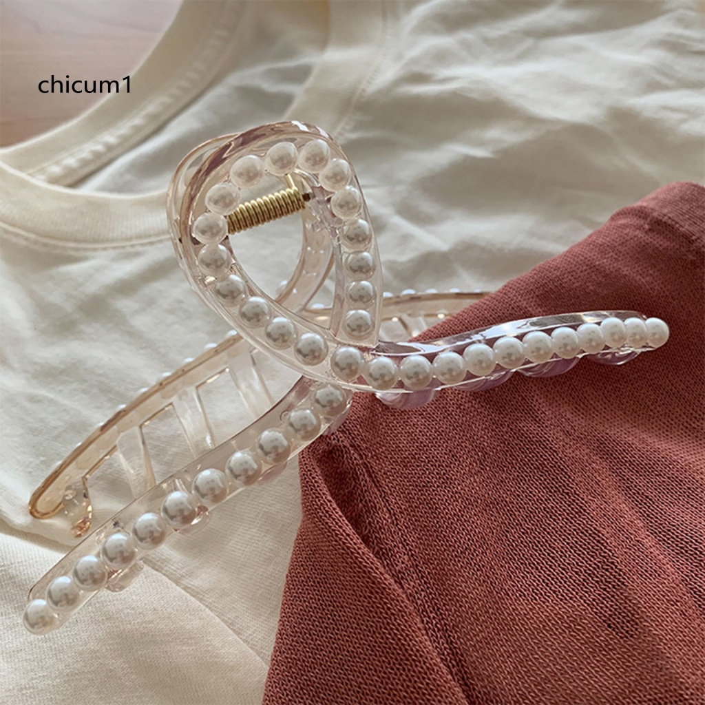 Kẹp Tóc Càng Cua Đính Ngọc Trai Giả Kích Thước Lớn Cho Nữ