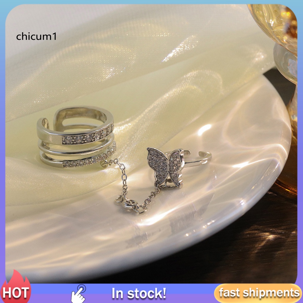 Nhẫn Hở Hợp Kim Hình Bướm Lấp Lánh Thời Trang Thích Hợp Làm Quà Tặng