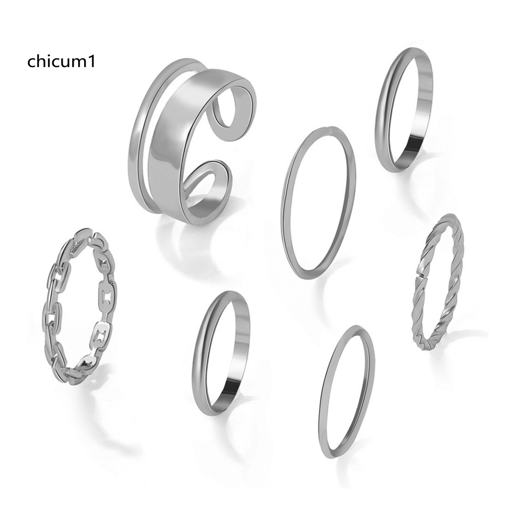 Set 7 Nhẫn Đeo Khớp Ngón Tay Phong Cách Hip Hop Cho Nữ