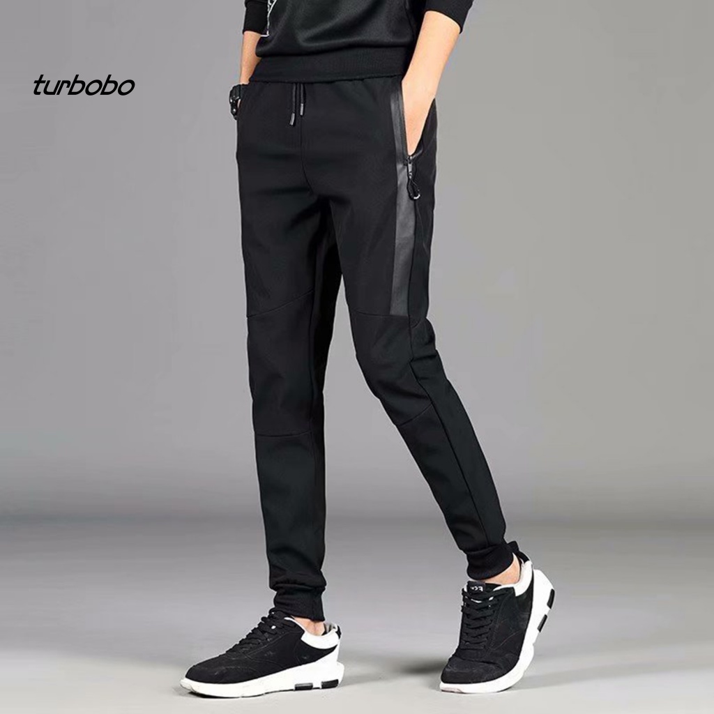 Turbobo Quần Dài Tới Mắt Cá Chân Lưng Thun Màu Trơn Phối Dây Rút Thời Trang Mùa Xuân Cho Nam