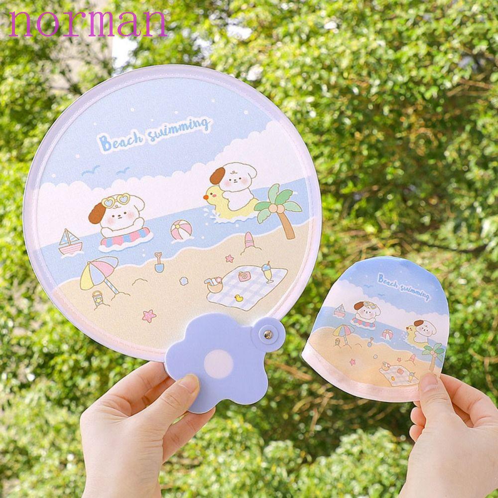 NORMAN Quạt Xếp Làm Mát Hình Tròn Bằng Dây Thép Ghi Nhớ Có Tay Cầm Thích Hợp Làm Quà Tặng Cho Bé