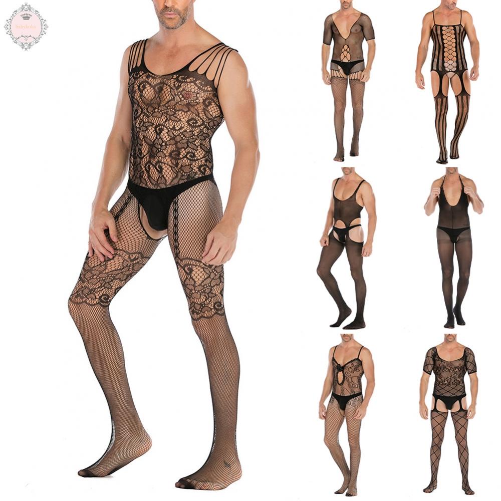 Jumpsuits Full Body Mesh Hollow Out Man Mesh Sheer Transparent Underwear