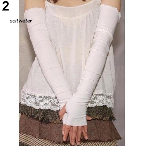 Găng Tay Cotton Dài Hở Ngón Chống Nắng Và Tia UV Thời Trang Cho Nữ