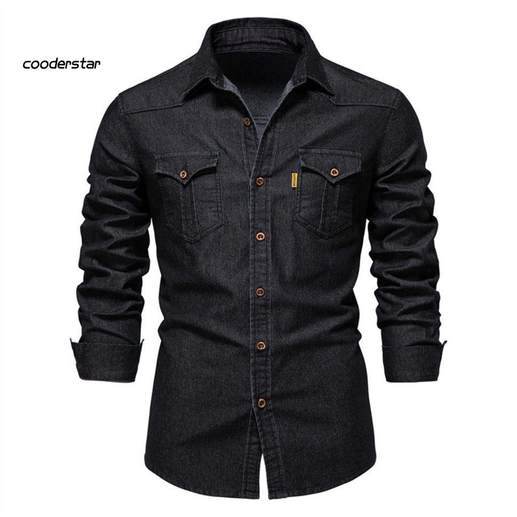 Áo Sơ Mi Denim Nhiều Túi Màu Sắc Thời Trang Xuân Hè Cho Nam