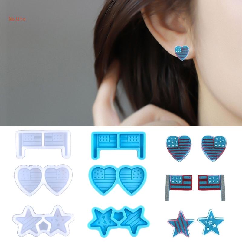Khuôn Silicone Làm Khuyên Tai Tạo Hình Lá Cờ / Ngôi Sao / Trái Tim Độc Đáo Tiện Dụng
