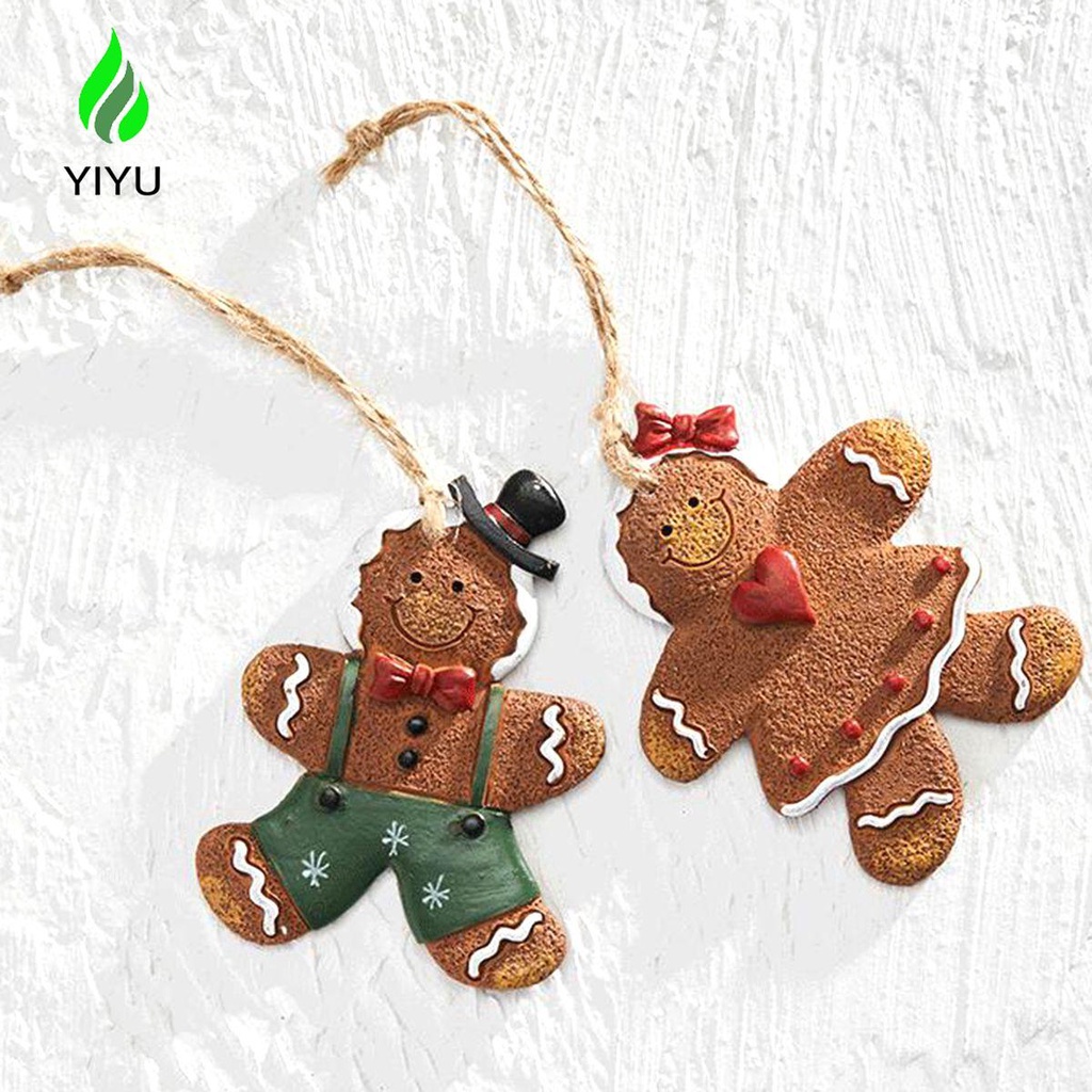 YIYU Phụ Kiện Treo Trang Trí Giáng Sinh Năm Mới Hình Bánh Gừng Xinh Xắn