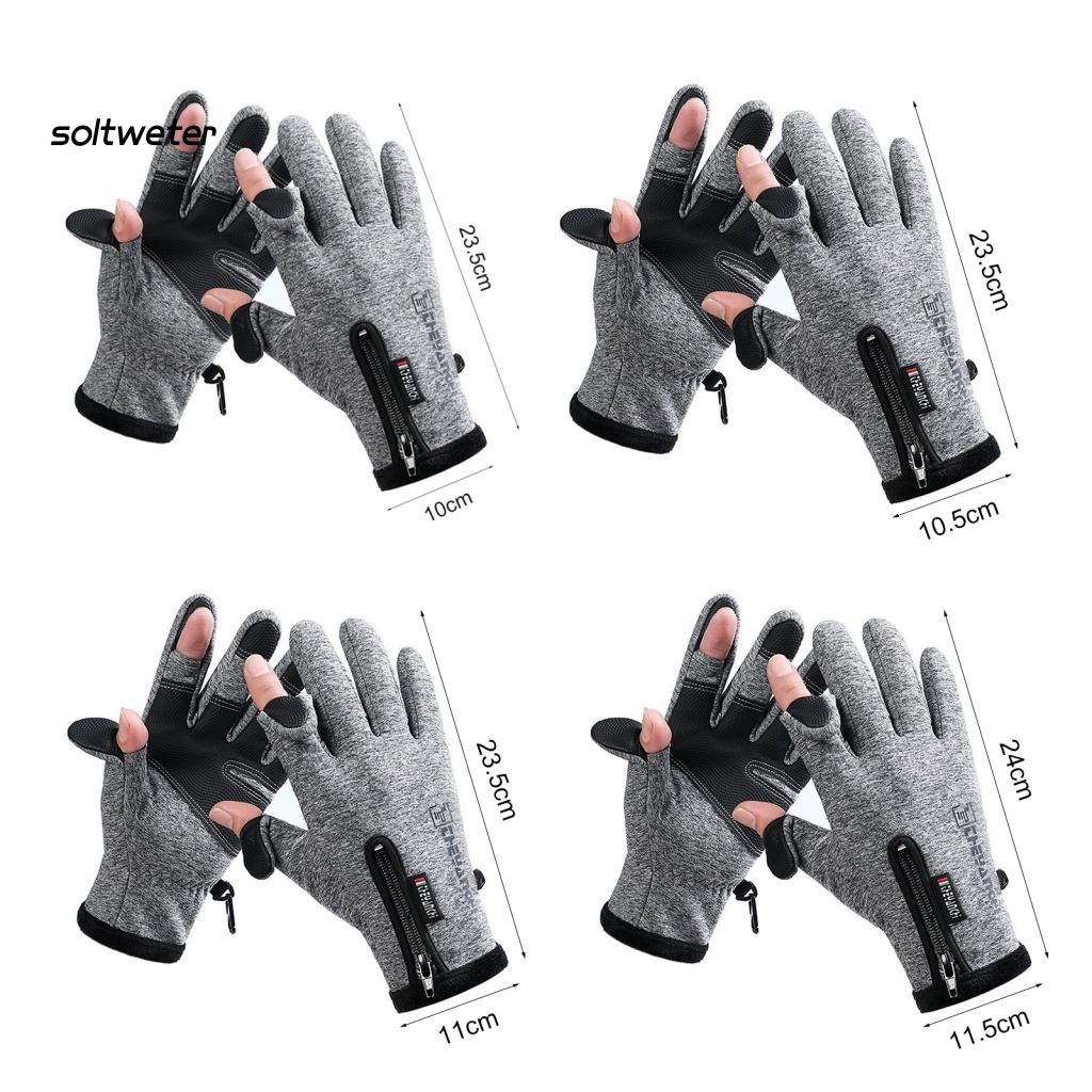 1 Đôi Găng Tay Đạp Xe 2 Ngón Chống Mòn Giữ Ấm Có Khóa Kéo Có Thể Chạm Màn Hình Cảm Ứng
