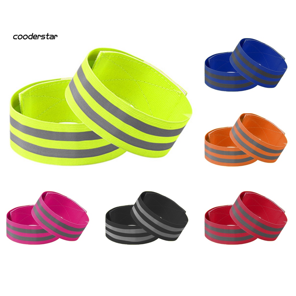 1 Cặp Băng Đeo Cánh Tay / Chân Phản Quang An Toàn Cho Nam Nữ Chạy Bộ Đạp Xe Ban Đêm