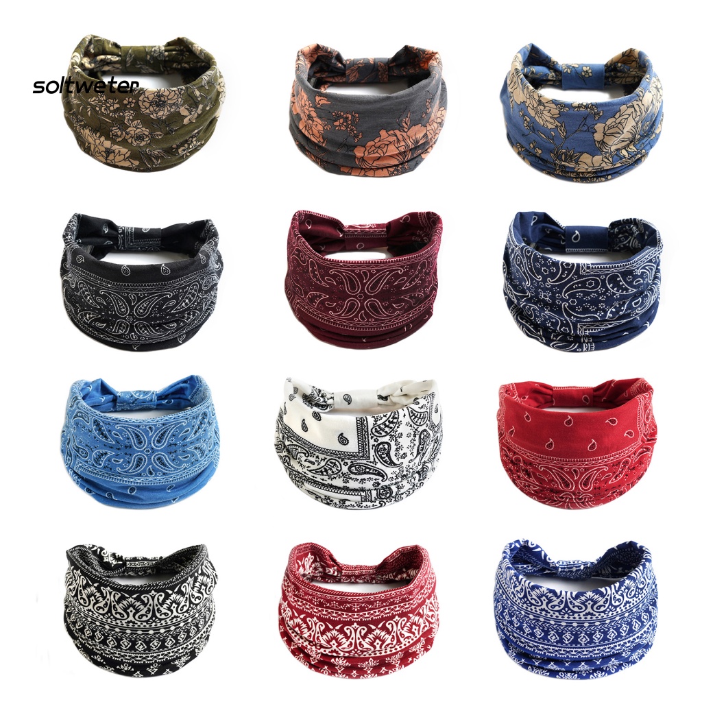 Băng Đô Co Giãn Thấm Hút Mồ Hôi In Họa Tiết Phong Cách Bohemian Thời Trang Cho Nữ Tập Yoga