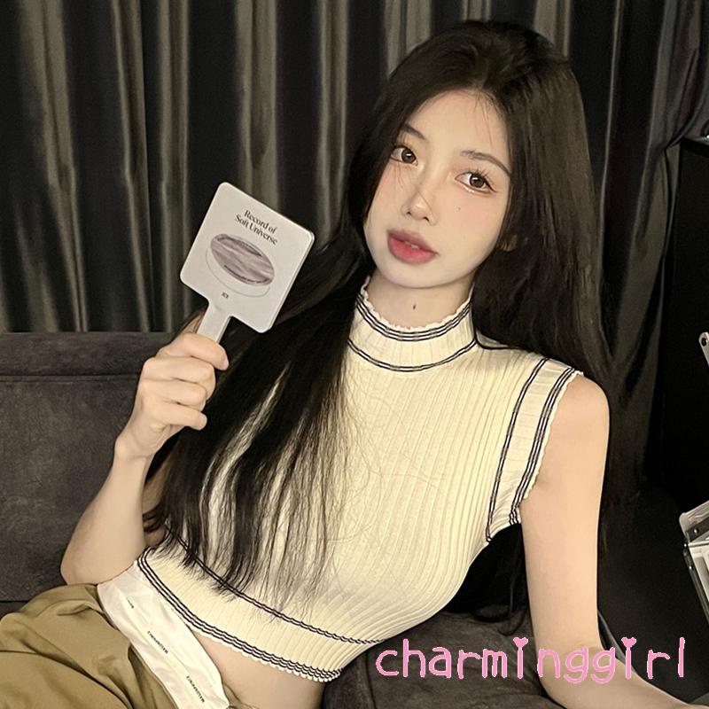 Áo Croptop Sát Nách Cổ Tròn Dáng Ôm Thời Trang Mùa Hè Cho Nữ