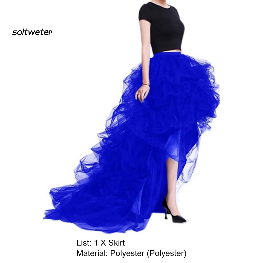 Chân Váy Tulle Lưng Cao Co Giãn Màu Sắc Trơn Dành Cho Nữ